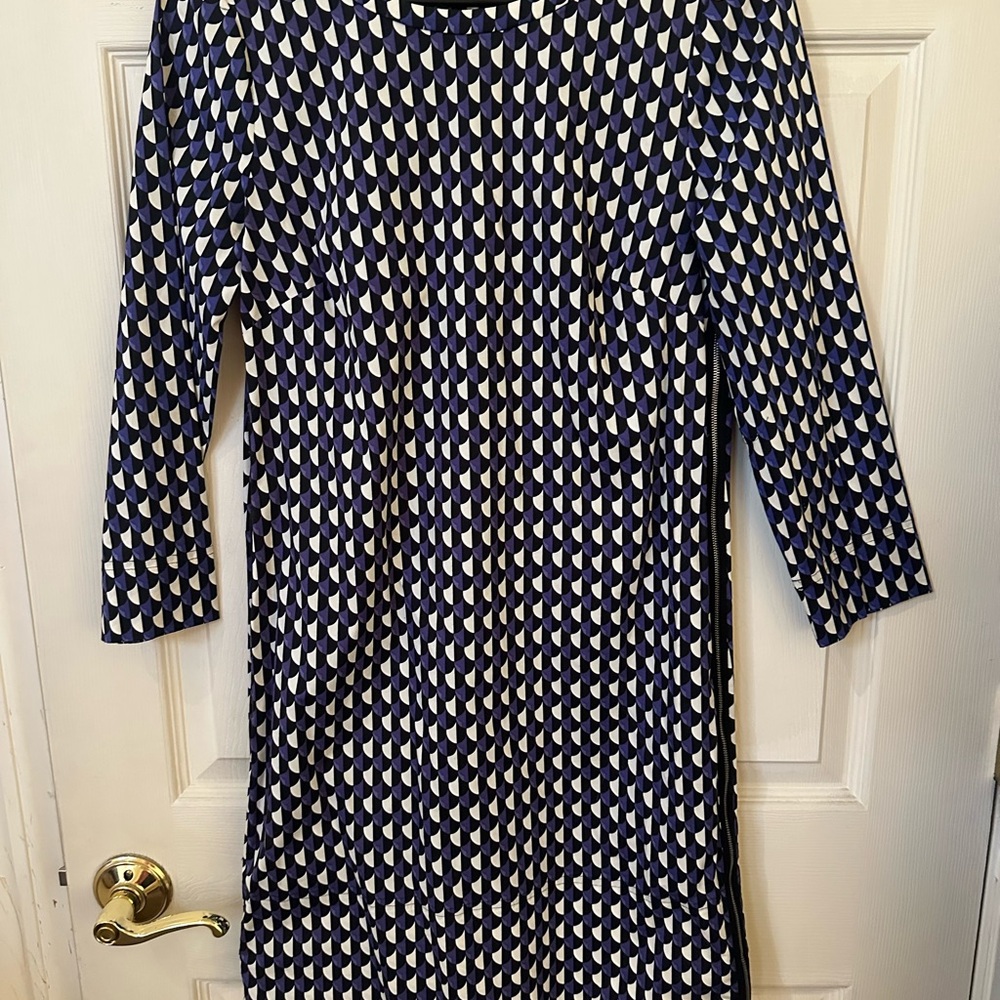 J. Crew Purple and White Patterned Dress